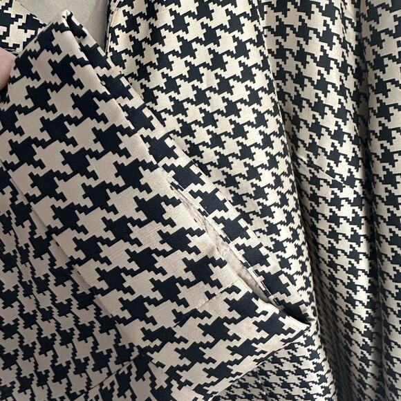 Silkland Black & Tan Pure Silk Houndstooth Shacket Jacket Button Career 2x - Picture 4 of 9